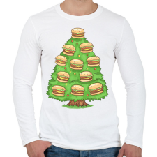 PRINTFASHION Hamburger karácsonyfa - Férfi hosszú ujjú póló - Fehér férfi póló