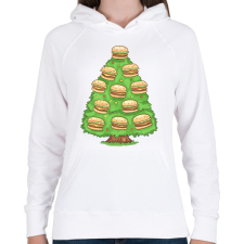 PRINTFASHION Hamburger karácsonyfa - Női kapucnis pulóver - Fehér női pulóver, kardigán