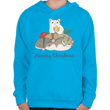 PRINTFASHION Hammy Christmas - Gyerek kapucnis pulóver - Azúrkék gyerek pulóver, kardigán