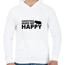 PRINTFASHION Hamsters make me happy - Férfi kapucnis pulóver - Fehér férfi pulóver, kardigán