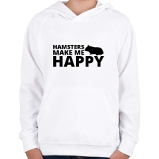 PRINTFASHION Hamsters make me happy - Gyerek kapucnis pulóver - Fehér