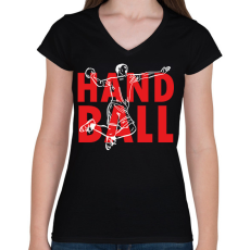 PRINTFASHION Handball - Man - Női V-nyakú póló - Fekete