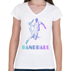 PRINTFASHION Handball - Női V-nyakú póló - Fehér