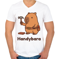 PRINTFASHION Handybara - Férfi V-nyakú póló - Fehér férfi póló