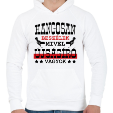 PRINTFASHION Hangosan beszélek - Férfi kapucnis pulóver - Fehér férfi pulóver, kardigán