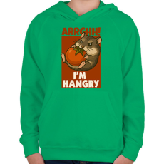 PRINTFASHION Hangry hamster - Gyerek kapucnis pulóver - Zöld