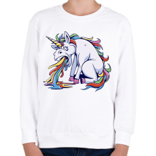 PRINTFASHION Hányós unikornis - Gyerek pulóver - Fehér gyerek pulóver, kardigán