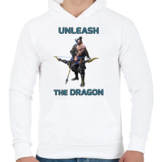 PRINTFASHION Hanzo - Unleash the Dragon - Férfi kapucnis pulóver - Fehér