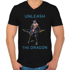 PRINTFASHION Hanzo - Unleash the Dragon - Férfi V-nyakú póló - Fekete