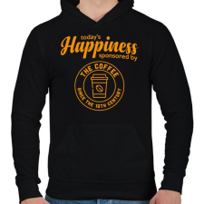 PRINTFASHION Happiness - Férfi kapucnis pulóver - Fekete férfi pulóver, kardigán