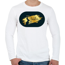 PRINTFASHION Happy easter - Arany-fekete - Férfi hosszú ujjú póló - Fehér