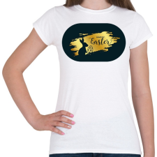 PRINTFASHION Happy easter - Arany-fekete - Női póló - Fehér női póló