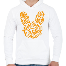 PRINTFASHION Happy Easter bunny - Férfi kapucnis pulóver - Fehér férfi pulóver, kardigán