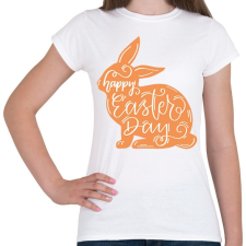PRINTFASHION Happy Easter Day - Nyuszis minta - Női póló - Fehér női póló