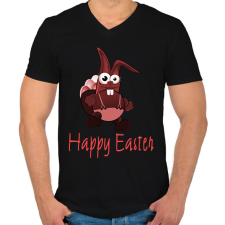 PRINTFASHION Happy Easter - Férfi V-nyakú póló - Fekete férfi póló