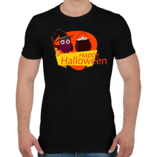 PRINTFASHION Happy Halloween Bagoly - Férfi póló - Fekete