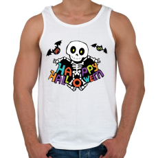 PRINTFASHION Happy Halloween Csontváz - Férfi atléta - Fehér