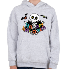 PRINTFASHION Happy Halloween Csontváz - Gyerek kapucnis pulóver - Sport szürke
