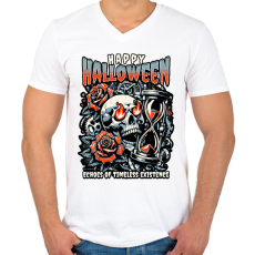 PRINTFASHION Happy Halloween - Férfi V-nyakú póló - Fehér