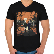 PRINTFASHION Happy Halloween - Férfi V-nyakú póló - Fekete