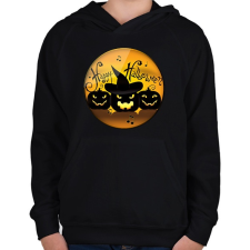 PRINTFASHION Happy Halloween Kör - Gyerek kapucnis pulóver - Fekete gyerek pulóver, kardigán
