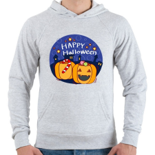 PRINTFASHION Happy Halloween Night - Férfi kapucnis pulóver - Sport szürke férfi pulóver, kardigán