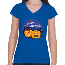 PRINTFASHION Happy Halloween Night - Női V-nyakú póló - Királykék női póló