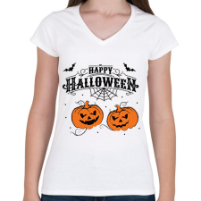 PRINTFASHION happy halloween - Női V-nyakú póló - Fehér női póló