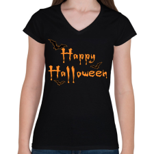 PRINTFASHION Happy Halloween - Női V-nyakú póló - Fekete női póló