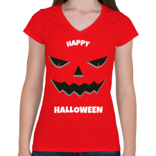 PRINTFASHION HAPPY HALLOWEEN - Női V-nyakú póló - Piros női póló