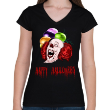 PRINTFASHION happy halloween pennywise - Női V-nyakú póló - Fekete női póló