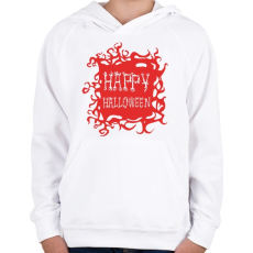 PRINTFASHION Happy Halloween - Piros - Gyerek kapucnis pulóver - Fehér