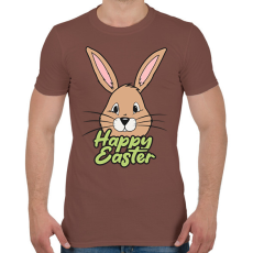 PRINTFASHION Happy nyuszi - Férfi póló - Mogyoróbarna