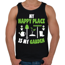 PRINTFASHION Happy place - Férfi atléta - Fekete atléta, trikó