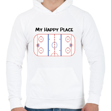 PRINTFASHION Happy place - Férfi kapucnis pulóver - Fehér férfi pulóver, kardigán