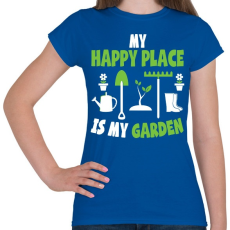 PRINTFASHION Happy place - Női póló - Királykék
