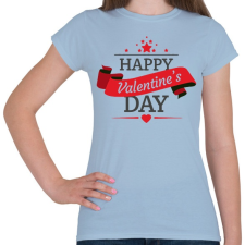 PRINTFASHION Happy Valentine's Day - Női póló - Világoskék női póló