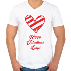 PRINTFASHION Happy Valentines day! - Férfi V-nyakú póló - Fehér