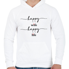 PRINTFASHION Happy Wife 1 - Férfi kapucnis pulóver - Fehér férfi pulóver, kardigán
