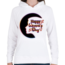 PRINTFASHION Happy Women's Day - Női kapucnis pulóver - Fehér női pulóver, kardigán