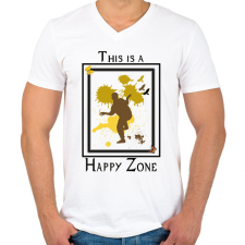 PRINTFASHION happy zone - Férfi V-nyakú póló - Fehér férfi póló