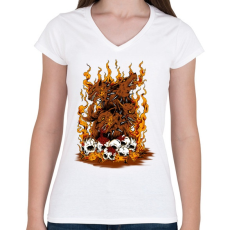 PRINTFASHION Harag - Női V-nyakú póló - Fehér