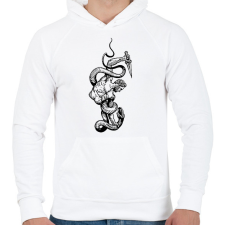 PRINTFASHION Harc a kígyóval - Férfi kapucnis pulóver - Fehér férfi pulóver, kardigán