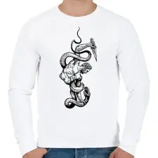 PRINTFASHION Harc a kígyóval - Férfi pulóver - Fehér férfi pulóver, kardigán