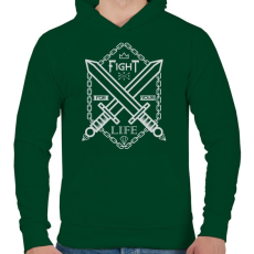 PRINTFASHION Harc az élet - Férfi kapucnis pulóver - Sötétzöld