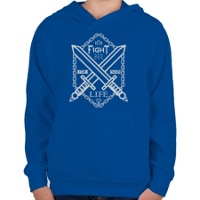 PRINTFASHION Harc az élet - Gyerek kapucnis pulóver - Királykék gyerek pulóver, kardigán