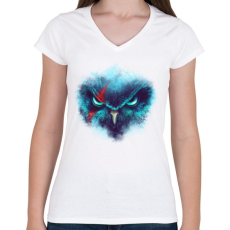 PRINTFASHION Harcos bagoly - Női V-nyakú póló - Fehér