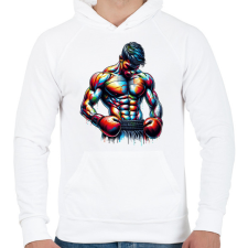 PRINTFASHION Harcos - Férfi kapucnis pulóver - Fehér férfi pulóver, kardigán