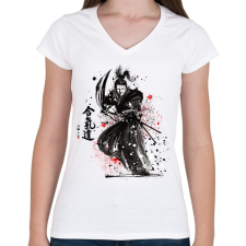 PRINTFASHION harcos - Női V-nyakú póló - Fehér női póló