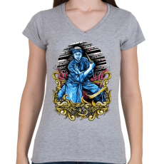 PRINTFASHION Harcos - Női V-nyakú póló - Sport szürke
